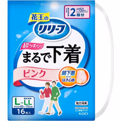 KAO Relief Pants Type - As if Underwear - 2 portions - Pink L 16pcs Thin type Adult Diapers: Pants Type Thin type