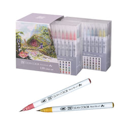 Kuretake ZIg clean color Real Brush Marker, 120 colors set, Flexible Brush Tips, Watercolor Pens for Painting, Drawing, calligraphy and Brush Letteri