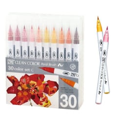 Kuretake ZIG Clean Color Real Brush, NEW 30 colors set C, Flexible Brush Tips, Watercolor Pens for Painting, Drawing, Calligraphy and Brush Lettering