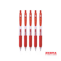 Zebra Eco SARASA Gel Retractable Rollerball CLIP 0.7mm Pen Red Ink Box 12