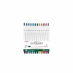 Zebra Clickart Water-Based Pen Calm Dark 12 Colors Set, Wyss22-12Cdk