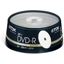 TDK DVD-R Recordable Disk Write-once Inkjet Print Spindle  4.7Gb