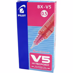 Pilot V5 Liquid Ink Rollerball 0.5 mm Tip (Box of 12) - Pink