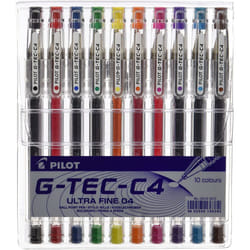 Pilot G - Tec C4 Gel Microtip Rollerball 0.4 mm - Assorted, Pack of 10