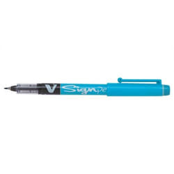 Pilot V Sign Liquid Ink Pen 2mm Tip 0.6mm Line Light Blue (Pack 12) -
