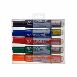 Pilot V-Board Master, 5 pc(s), Black, Blue, Green, Orange, Red, Chisel tip, Assorted colours, Plastic, Round