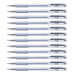 Pentel 0.8mm Tip Hybrid Gel Metallic Comfortable Finger Grip Ink Pen - Silver