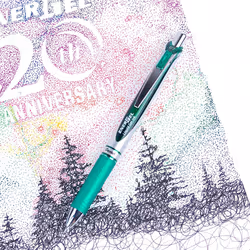 Pentel EnerGel BL77-D Gel-Ink Roller Ball Pen with Push-Button Mechanism 0.35 mm - Green (Pack of 12)