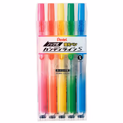 Pentel Knock Highlighter Handy Line 5 Color Set (SXNS15-5)