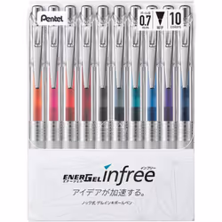 Pentel BL77TL-10 Energel Ink Ballpoint Pen  003 inches (07 mm)  10 col