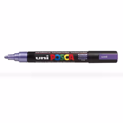 POSCA PC5M VTM, 1 pc(s), Metallic violet, Fine tip, Black, Round, 1.8 mm
