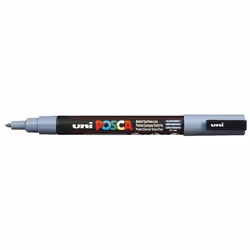 POSCA uni PC-3M, 1 pc(s), Grey, Bullet tip, Black, Grey, Plastic, Polypropylene (PP), 0.9 mm