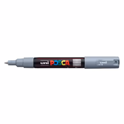 POSCA PC-1M, Grey, Black, Grey, 1 colours, Extra Fine, Bullet tip, Round