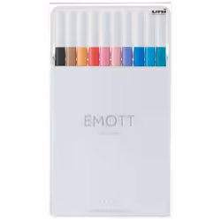 Uni-Ball EMOTT , 10 pc(s), Beige, Grey, Light Blue, Orange, Pink, Red, Turquoise, Violet, Assorted colours, Water-based ink