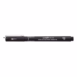 Uni-Ball Pin 2, Black, Black, Plastic, Round, Pigment-based ink, Chisel tip
