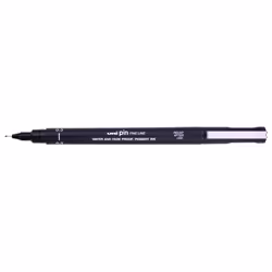 Uni-Ball Pin uni, Black, Black, Plastic, Round, Pigment-based ink, Chisel tip