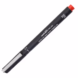 Uni Pin Fineliner Drawing Pen - 0.5mm Nib - Red Ink - Single