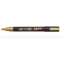 POSCA PC3M OR, 1 pc(s), Gold, Fine tip, Black, Round, 0.9 mm