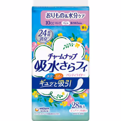 Unicharm Charm Nap Absorbent Sarafi Long Panty Liner, Pure Soap Scent 28sheets Light incontinence sheet Charm Nap