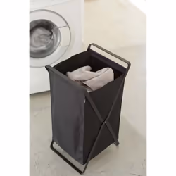 Yamazaki Tower laundry basket 45 L Rectangular Polyester, Polypropylene (PP), Steel Black