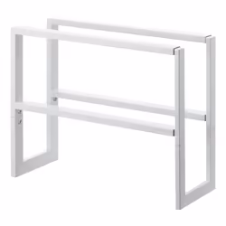 Yamazaki 2-Tiered Extendable Shoe Rack, Closed, White, Steel, 2 shelves, 150 mm, 300 mm
