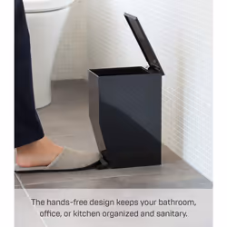 Yamazaki Home Sanitary Step Trash Can - Small Space Waste Bin For Bathroom Kitchen  Plastic  1 gallon | 3.9 liters  Handles  Lid  No Assembly Req.