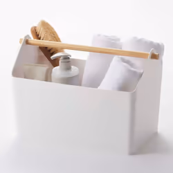 Yamazaki Favori, Storage box, White, Rectangular, Polypropylene (PP), Wood, Monochromatic, Indoor