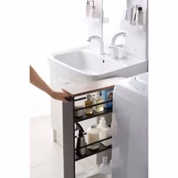 Yamazaki 3628 bathroom étagère/space saver Black Steel, Wood