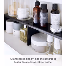 Yamazaki Home Tower Medicine Cabinet Vanity Storage Racks - Set of 2  Bathroom Mirror Organizer Risers - Steel -
