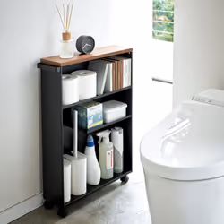 Yamazaki 4307 bathroom étagère/space saver Black Steel, Wood