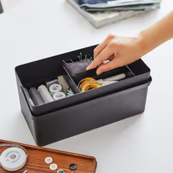 Yamazaki 5061 Storage box Rectangular ABS, Cotton, Polyester, Steel, Wood Black, Wood - Additional view 4