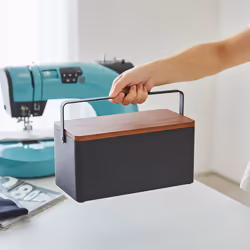 Yamazaki 5061 Storage box Rectangular ABS, Cotton, Polyester, Steel, Wood Black, Wood - Additional view 5