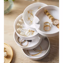 Yamazaki Home Tosca Stacked Accessory Trays With Wooden Lid - Open - Abs Plastic  One Size  White
