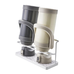 YAMAZAKI Home Countertop Two Tier Bottle Drying Rack  Wide Jug Storage Stand with Drainage Tray for Kitchen Counter for Glass Metal Or Plastic Bottles