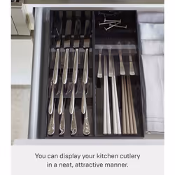 YAMAZAKI Home Tower Cutlery Drawer Organizer - Kitchen Silverware Utensil Storage Tray - Compact - Abs Plastic