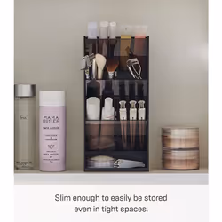 Yamazaki Home Tower Jewelry & Makeup Organizer  Standup Cosmetic Storage Box  Display Case - Angled - Abs Plastic