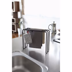Yamazaki Home Dish Dishcloth Hanger | Steel | Towel Holder  One Size  Black
