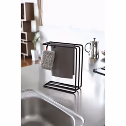 Yamazaki Home Dish Dishcloth Hanger | Steel | Towel Holder  One Size  Black
