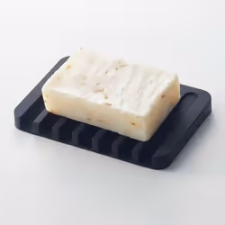 Yamazaki Silicone Soap Tray, Black, Silicone, Rectangular, Freestanding, 80 mm, 115 mm