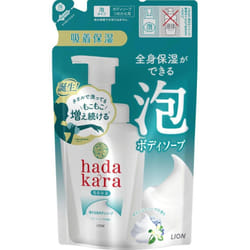 LION hadakara Body Soap Foam Type Creamy Soap Scent Refill 440ml The recommended amount of body soap to use is 2-5 pushes. Wet your skin and use an ap