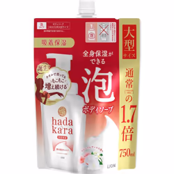LION hadakara foam floral bouquet refill large size 750ml Foam type Body Soap Take an appropriate amount in your hand and use ...