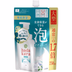 LION hadakara body soap creamy soap scent 750ml Foam type Use 2-5 pushes of the body soap. Wet your skin and use an appropria ...