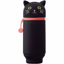 LIHIT LAB. PuniLabo Stand Up Pen Case (Pen Holder), Black Cat, 2.9 x 8.3 inches (A7714-3)