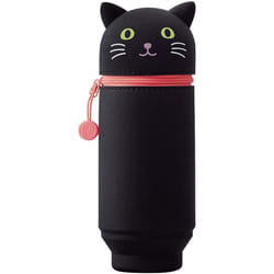 LIHIT LAB. PuniLabo Stand Up Pen Case (Pen Holder), Black Cat, 2.9 x 8.3 inches (A7714-3)
