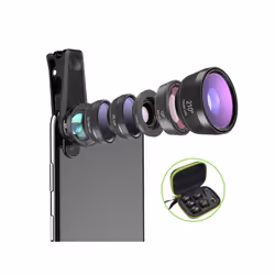 APEXEL APL-DG6V2 6 in 1 Universal External 2X Telephone+210 Degrees Fisheye+15X Macro+120 degree Wide-angle+CPL+Star Filter L ...