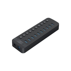 ORICO CT2U3-10AB-BK 10 In 1 Plastic Stripes Multi-Port USB HUB with Individual Switches, AU Plug(Black)