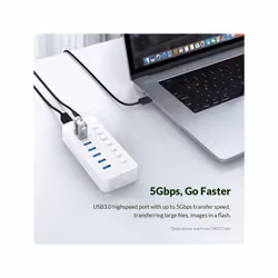 ORICO CT2U3-10AB-BK 10 In 1 Plastic Stripes Multi-Port USB HUB with Individual Switches, AU Plug(Black)