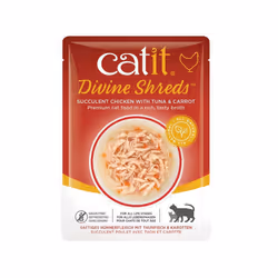 Catit Divine Shreds Wet Food (Chicken with Tuna & Carrot, 75g) | Premium Grain-Free Cat Food Topper