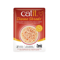 Catit Divine Shreds Wet Food (Chicken with Tuna & Carrot, 75g) | Premium Grain-Free Cat Food Topper