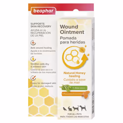 Beaphar Wound Ointment for Pets, Healing Properties of Honey and Turmeric With Aloe Vera and Essential Oils - 30ml